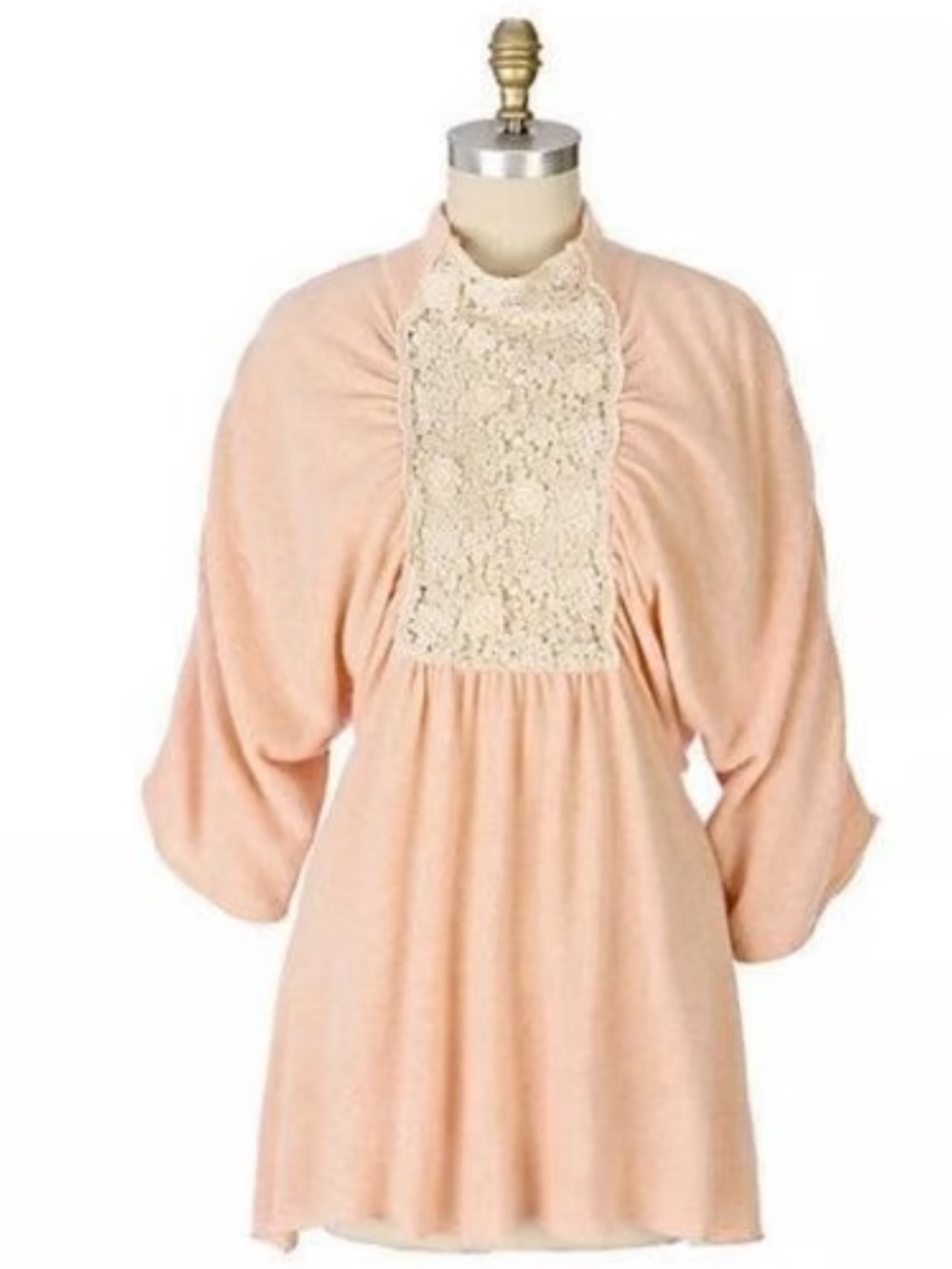 Anthropologie Moth Peach Wool Blend Ice Dancer Lace Sweater Size M